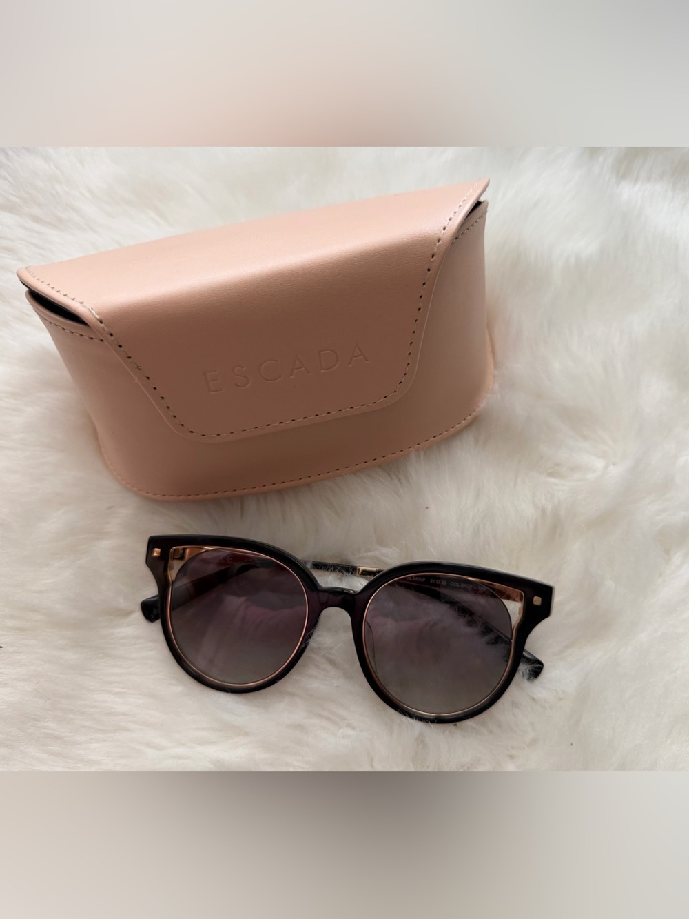 New! Escada Gradient Lens Sunglasses in Brown with Gold Accents